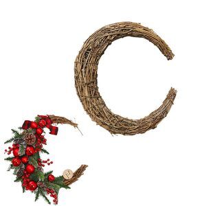 5953 Grapevine Wreath Crescent Moon Shaped Natural Rattan Wreath 30cm Vine